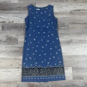 Vintage 90s Talbots Linen Paisley Midi Dress Bandana Border Print Preppy 10